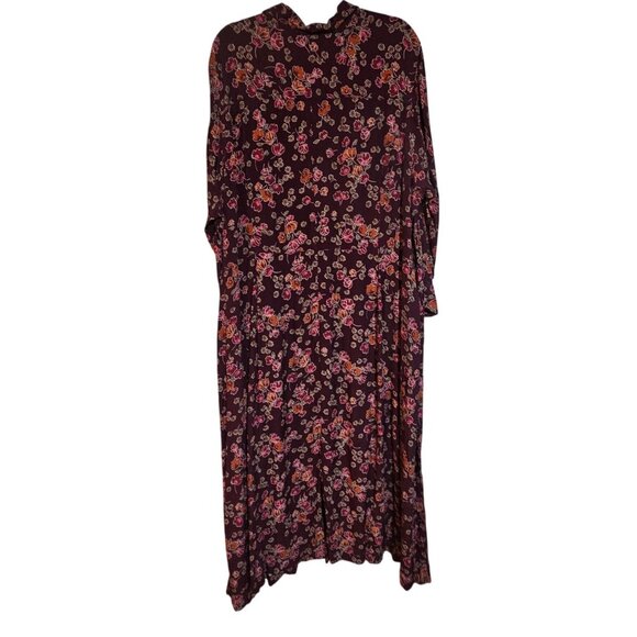 Eddie Bauer Womens 4X Purple Floral Rayon Maxi Dress With Button Front & Long Sl - Picture 2 of 16